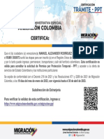 Certificado RUMV MANUEL ALEXANDER RODRÍGUEZ CASTILLO