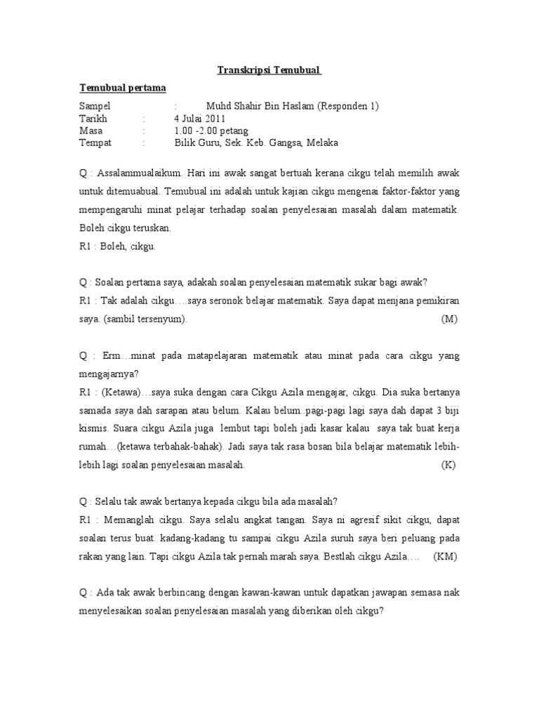 Transkripsi Temubual Transkripsi Temubual