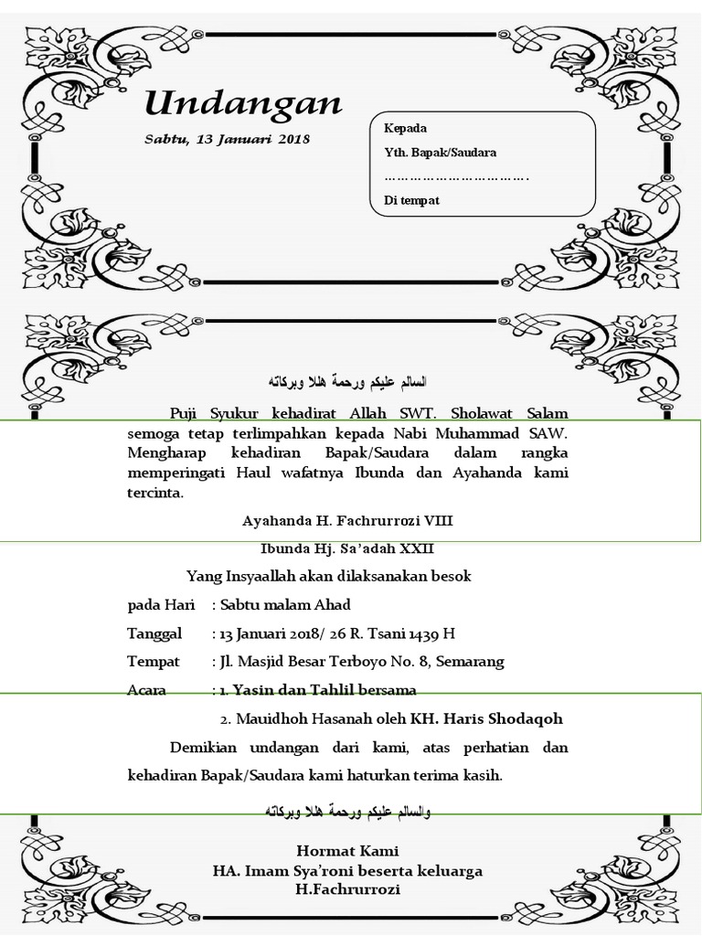 Surat Undangan Haul | PDF
