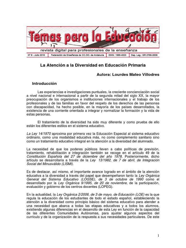 Atención a la Diversidad en Primaria | PDF | Plan de estudios | Evaluación