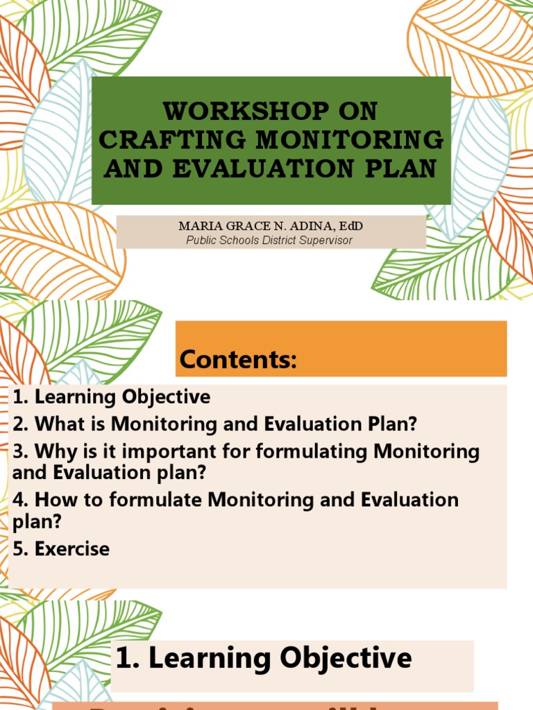 Crafting a Monitoring and Evaluation Plan | PDF | Evaluation ...