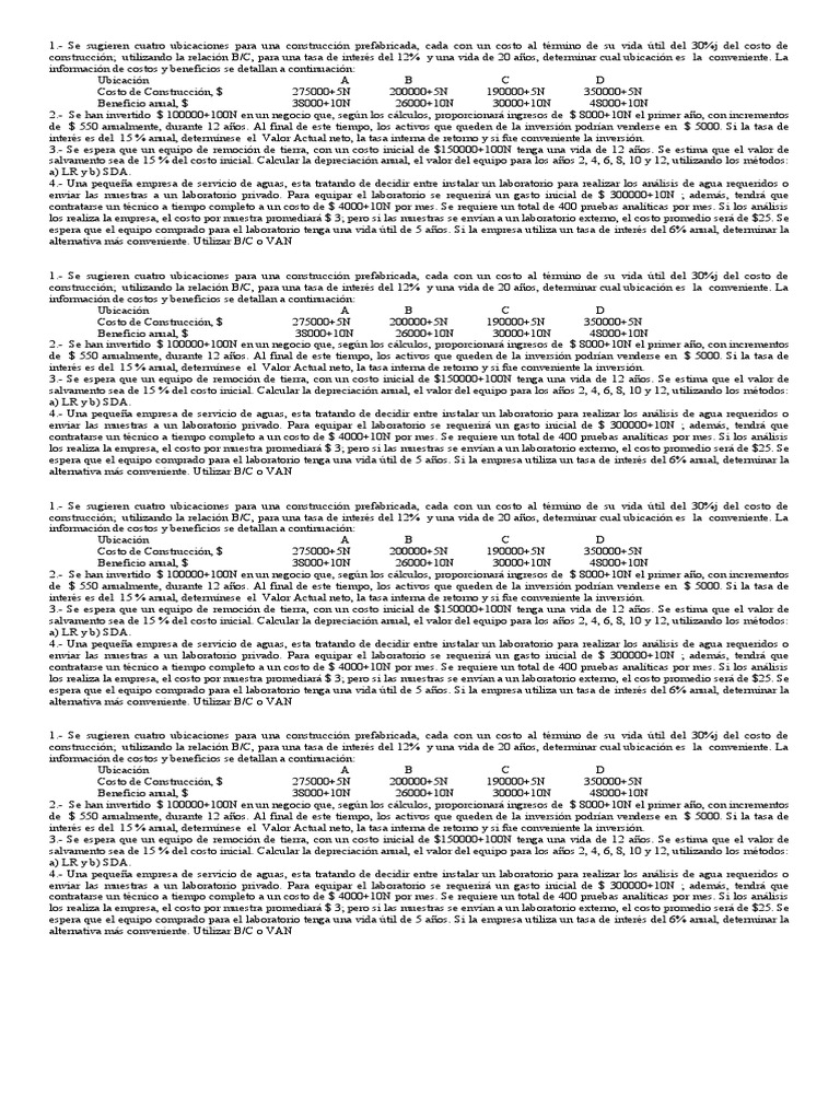 Análisis de Inversiones y Costos Empresariales | PDF | Tasa interna de ...