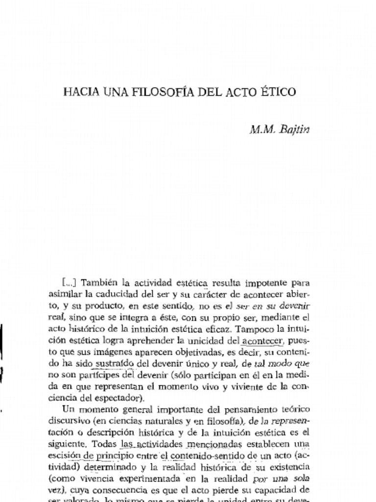 BAJTIN Hacia una filosofía del acto ético | PDF