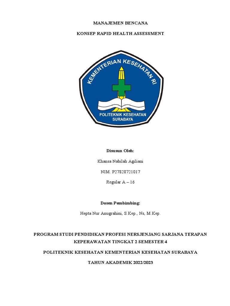 Konsep Rapid Health Assessment Bencana | PDF