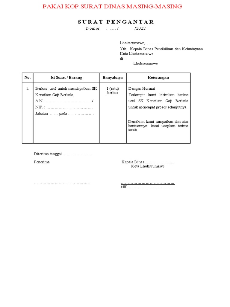 Surat Pengantar KGB Umum PDF