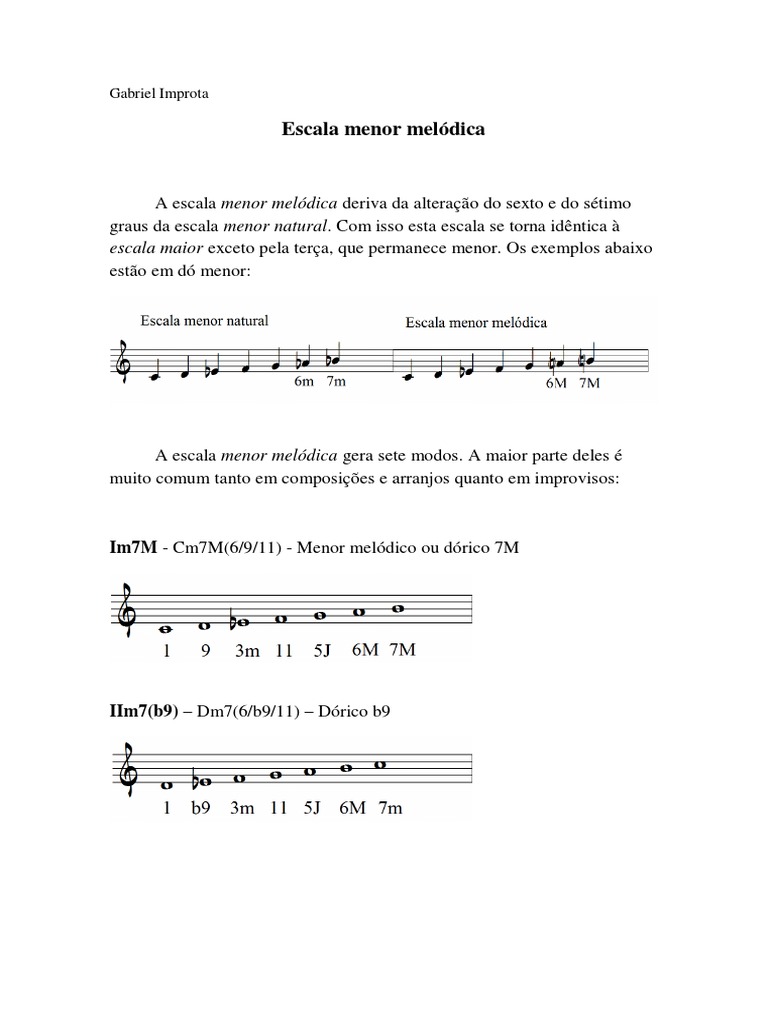 Escala Menor Melódica Aula | PDF | Artes Linguísticas e Disciplina