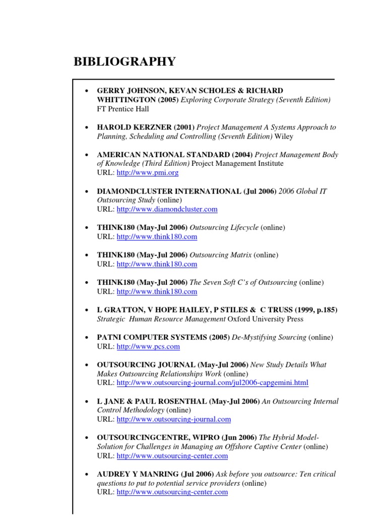 Comprehensive Outsourcing Bibliography | PDF | Computers | Technology ...