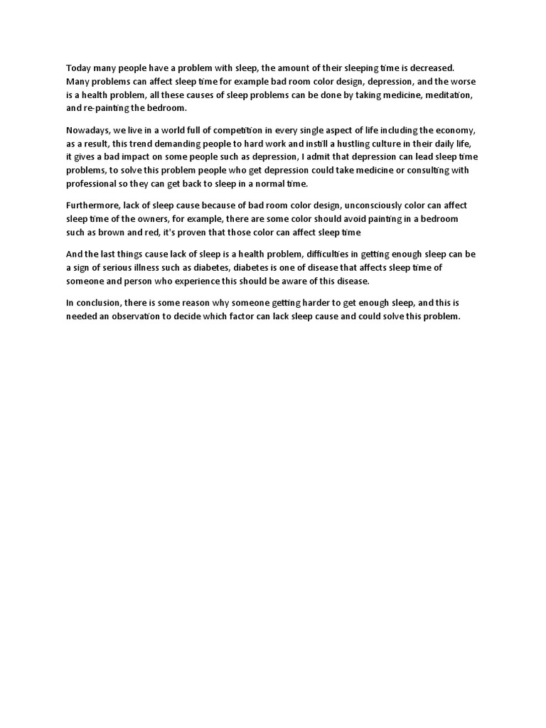 Causes of Sleep Problems and Potential Solutions Depression, Room