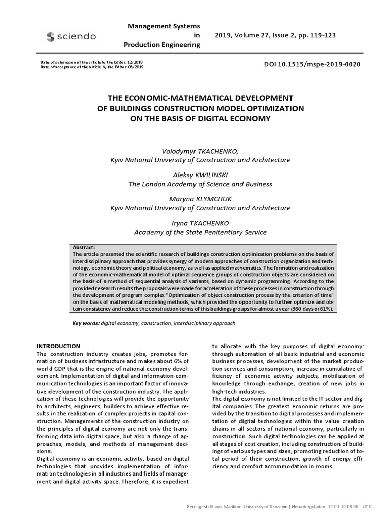 Construction Optimization in Digital Economy | PDF | Mathematical ...