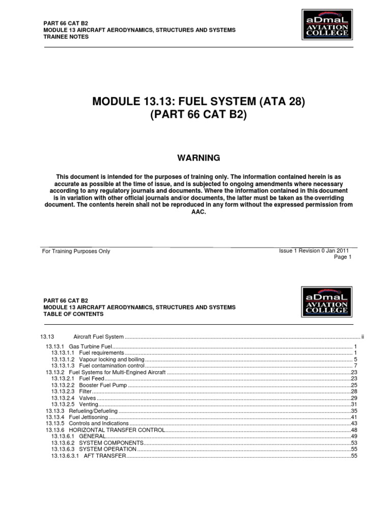 Module 13.13 Fuel System (Ata 28) PDF Pump Aerial Refueling