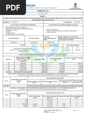 Income Tax Form 16a