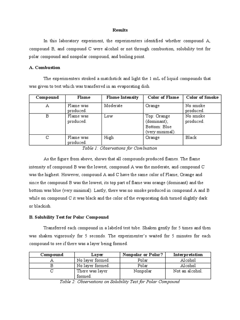 Lab 4 Results PDF Ethanol Chemical Polarity