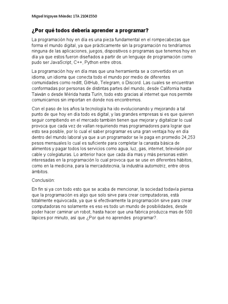 Por Qué Todos Debería Aprender A Programar | PDF | Negocios | Informática