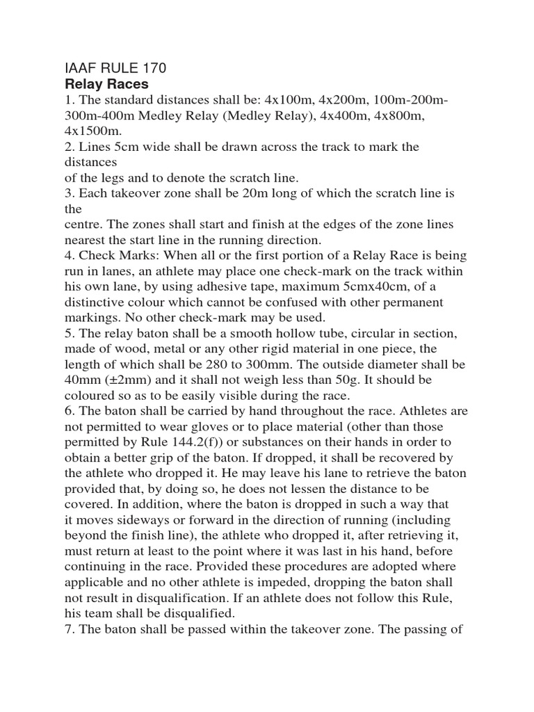 Iaaf Rule 1701 PDF Track And Field Sports