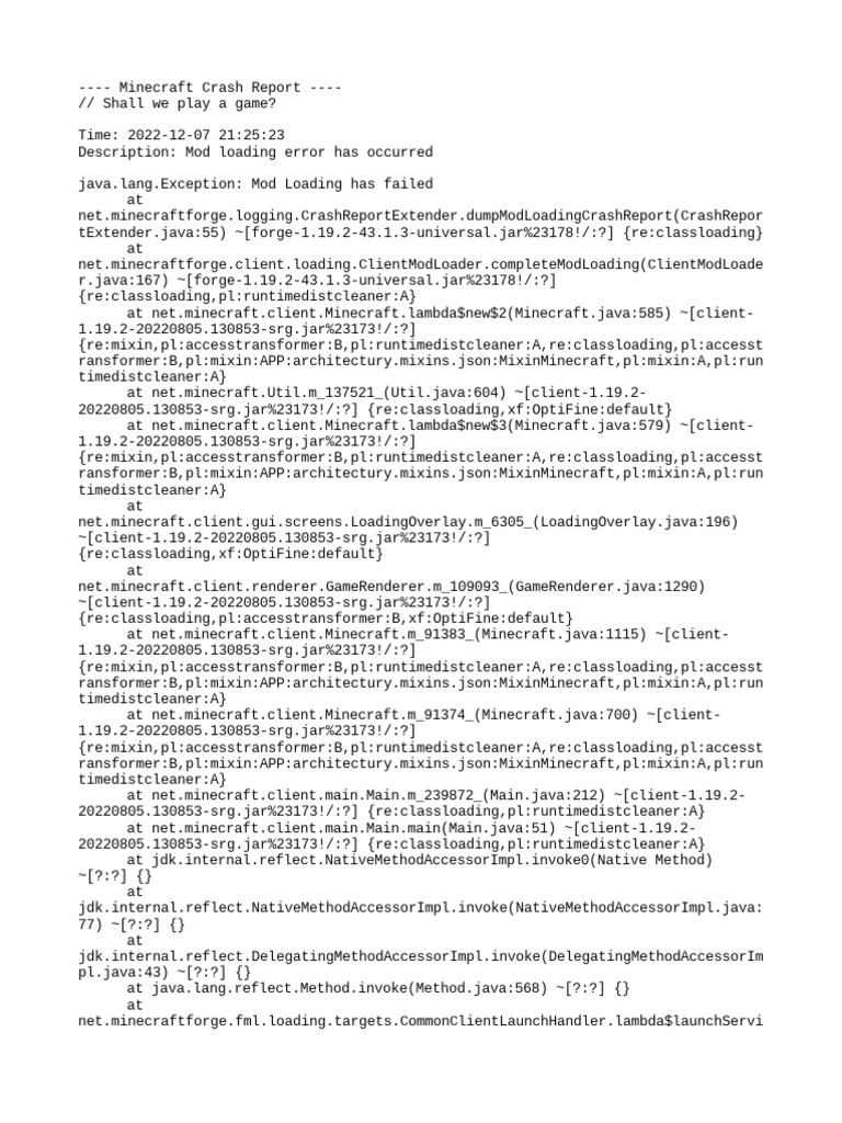 Minecraft mod loading error report pdf computer engineering