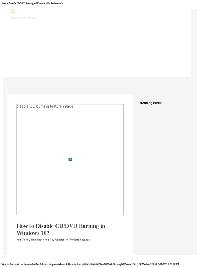 How To Disable CDDVD Burning in Windows 10 - Technoresult | PDF ...