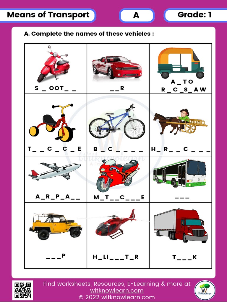 Means of Transport Class 1 Worksheet 0 2022 10 08 125419 PDF