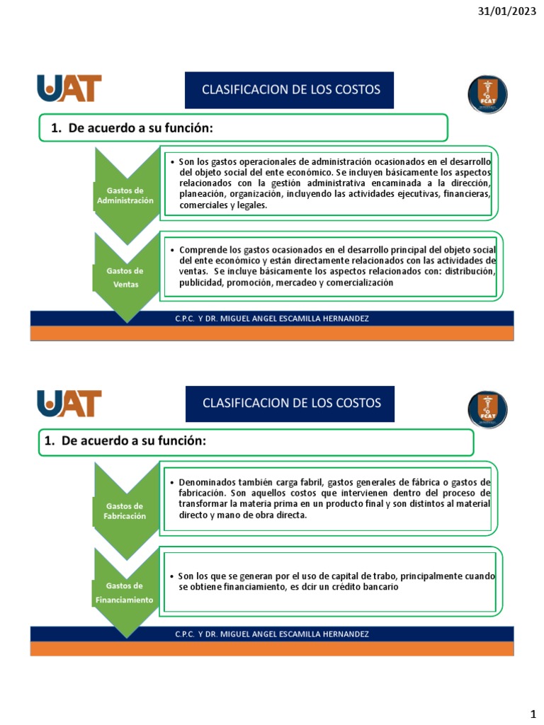 Costos 2023-1 Clasificacion de Los Costos | PDF | Costo | Negocios ...