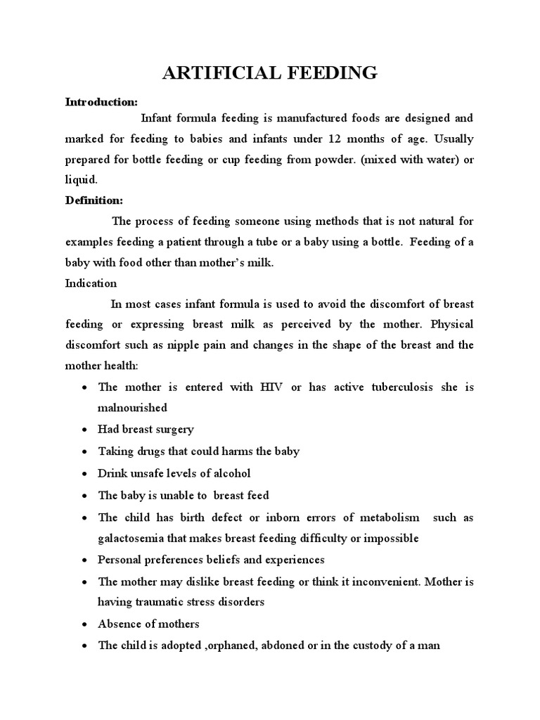 Artificial Feeding PDF Breastfeeding Breast Milk