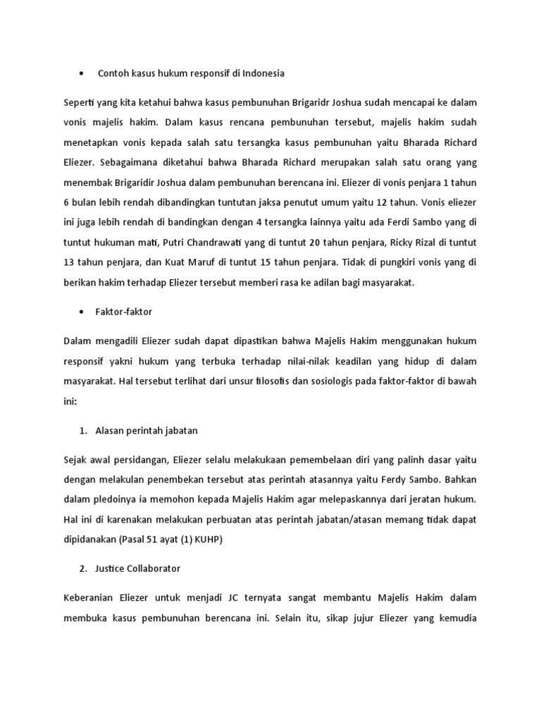Contoh Kasus Hukum Responsif | PDF
