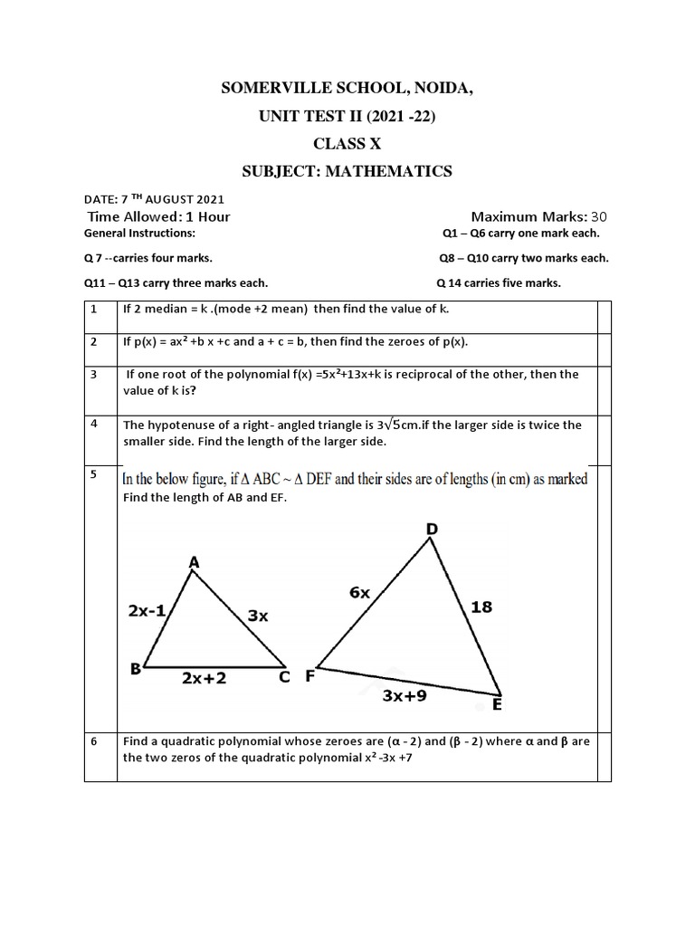 Ut 2 maths class x q p pdf elementary mathematics mathematics