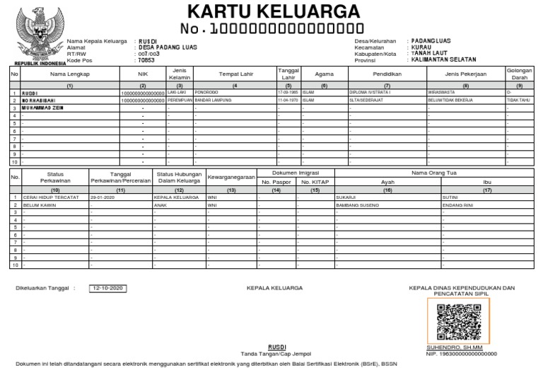 Blanko KK Kosong PDF