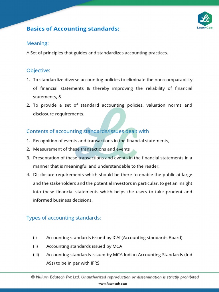 Overview of Accounting Standards in India | PDF | International ...