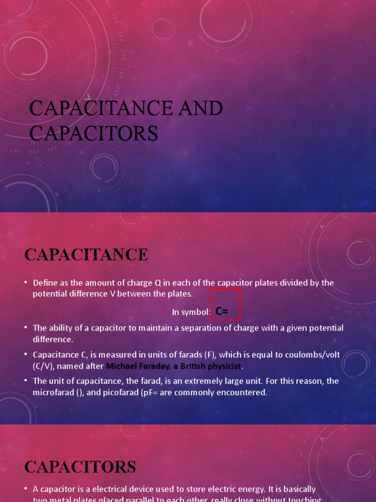 Capacitance and Capacitors PDF Capacitance Capacitor