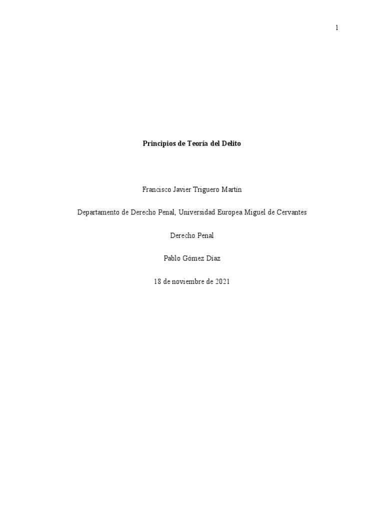 Principios de la Teoría del Delito | PDF | Intención (Derecho Penal ...