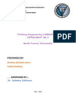 "Drilling Engineering LABORATORY" Experiment No. 2 Marsh Funnel Viscometer