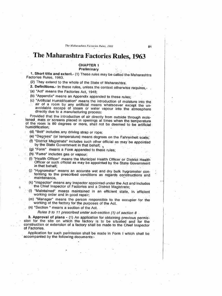 Maharashtra Factories Rules, 1963 | PDF | License | Watt