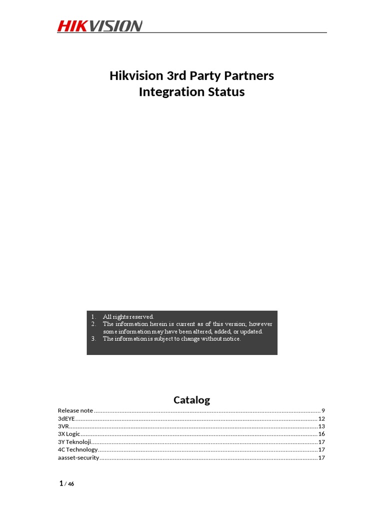 Hikvision Partner Integration Catalog | PDF | Automation | Business
