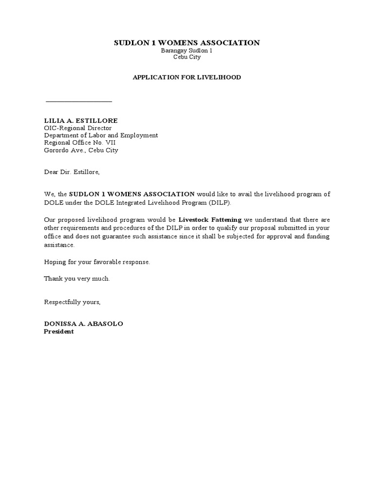 Sudlon 1 Women's Livelihood Request | PDF | Lifestyle
