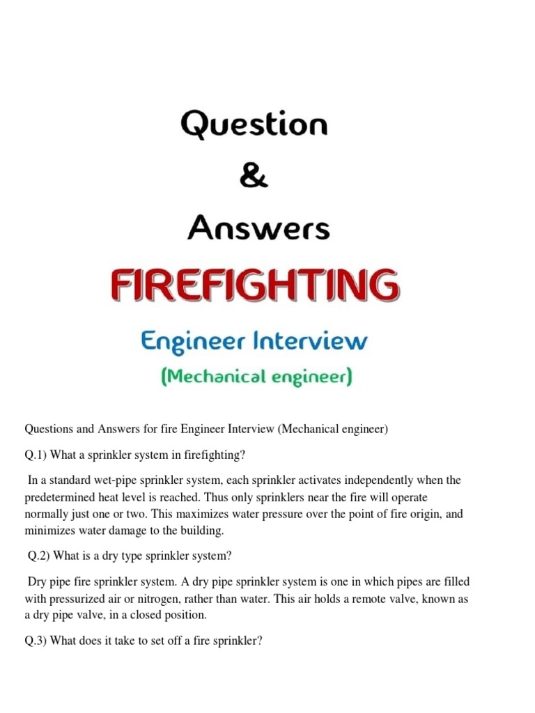 Questions and Answers For Fire Engineer Interview 1667485074 PDF