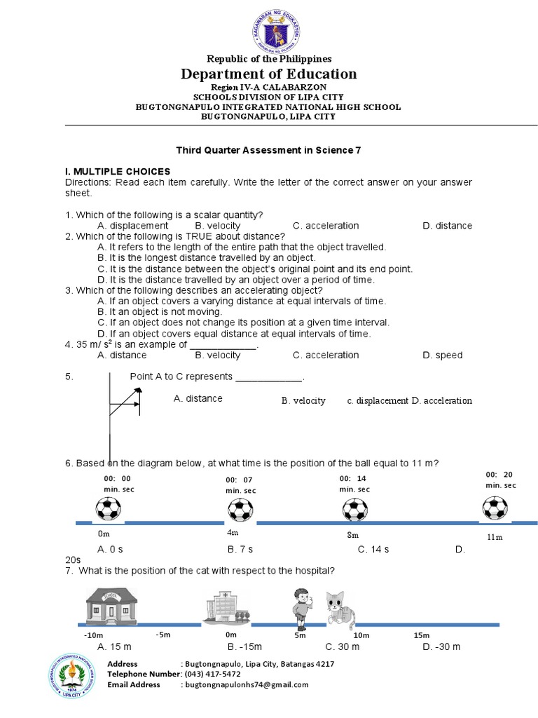 Grade 7 Science 3rd Quarter Exam Key | PDF | Light | Sound