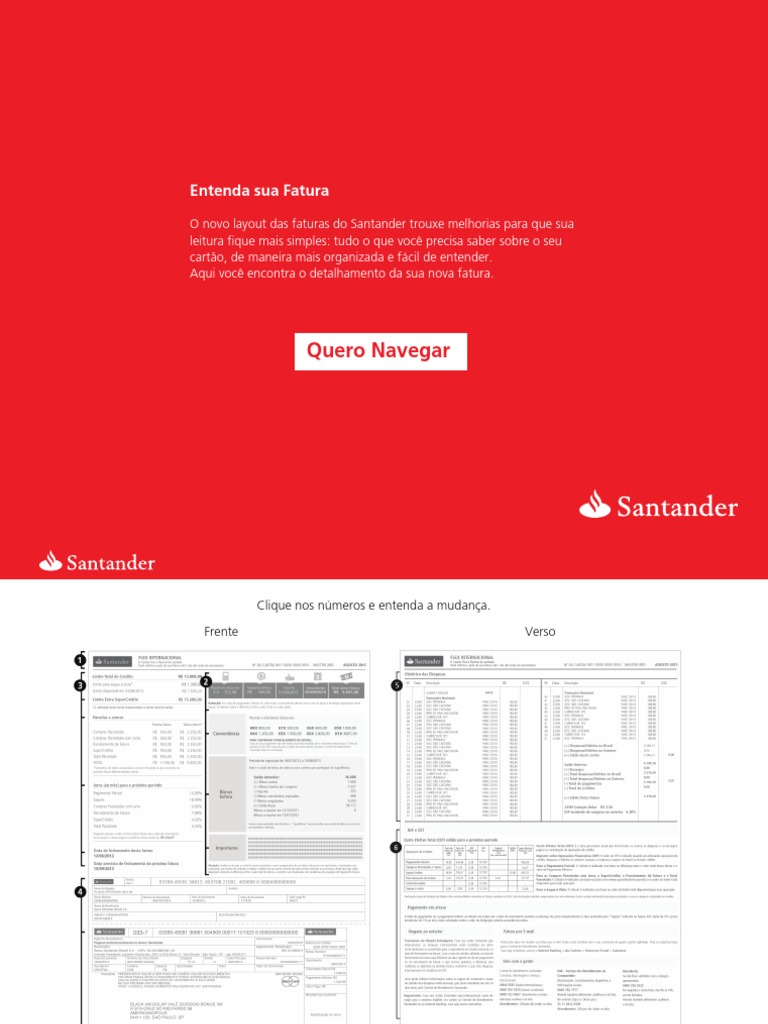 Guia da Nova Fatura Santander | PDF | Cartão de crédito