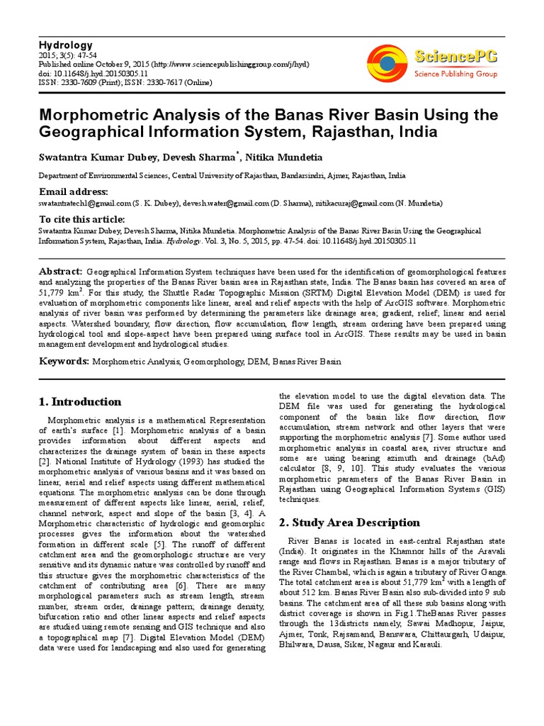 Banas River Basin Morphometric Analysis | PDF | Drainage Basin ...