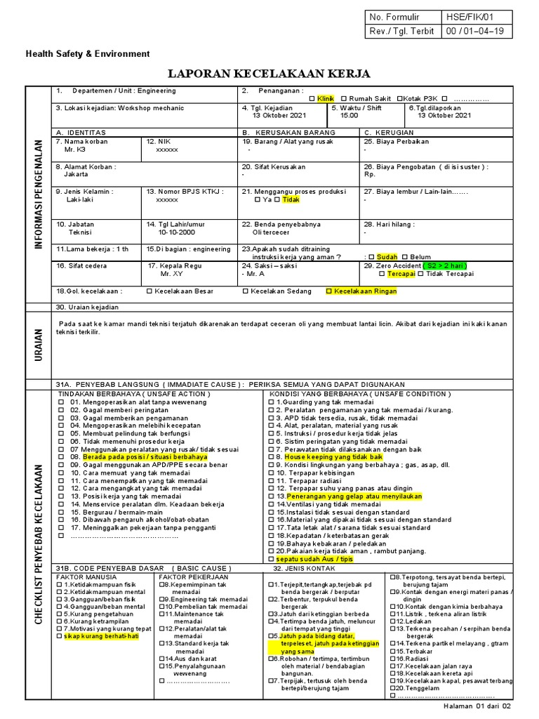 Analisa Kecelakaan Kerja Pdf