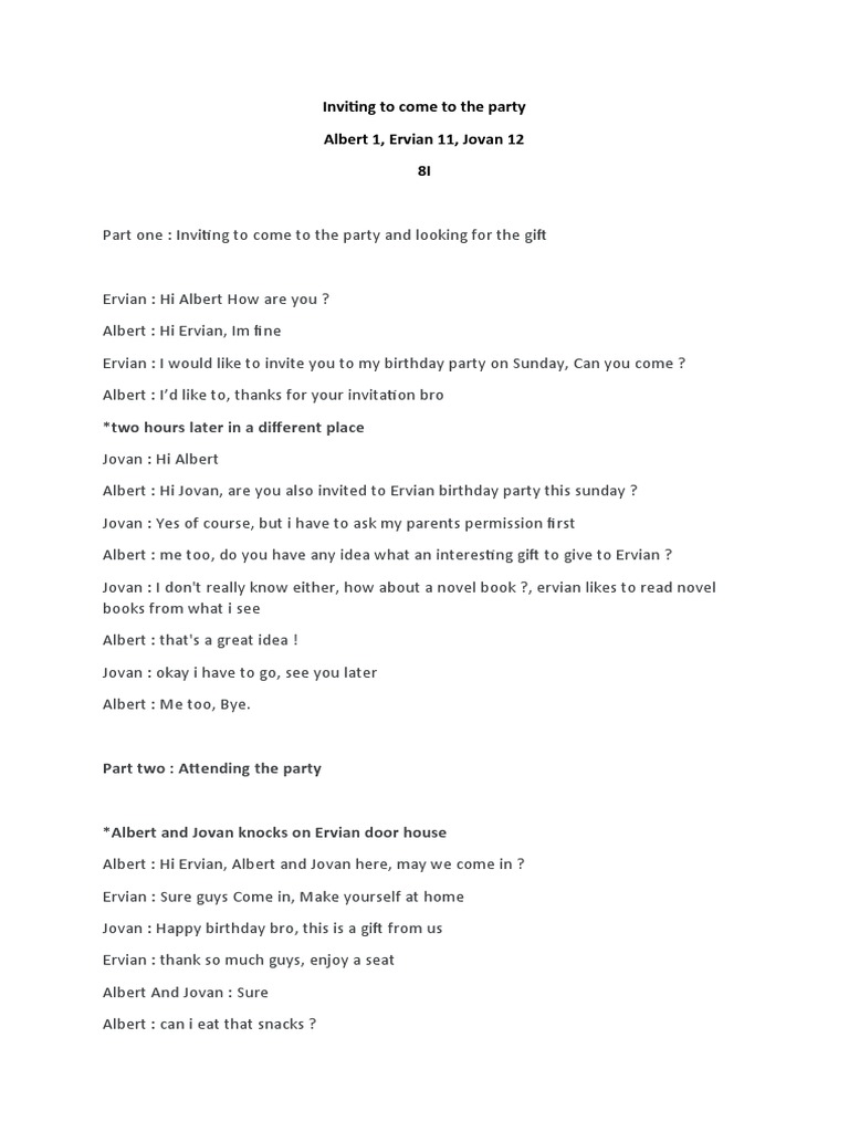 Inviting To Come To The Party | PDF