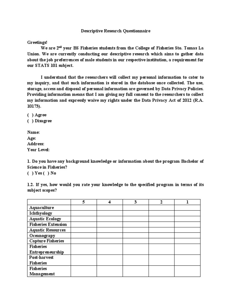 Job Preferences Survey for Fisheries Students | PDF | Biologist ...