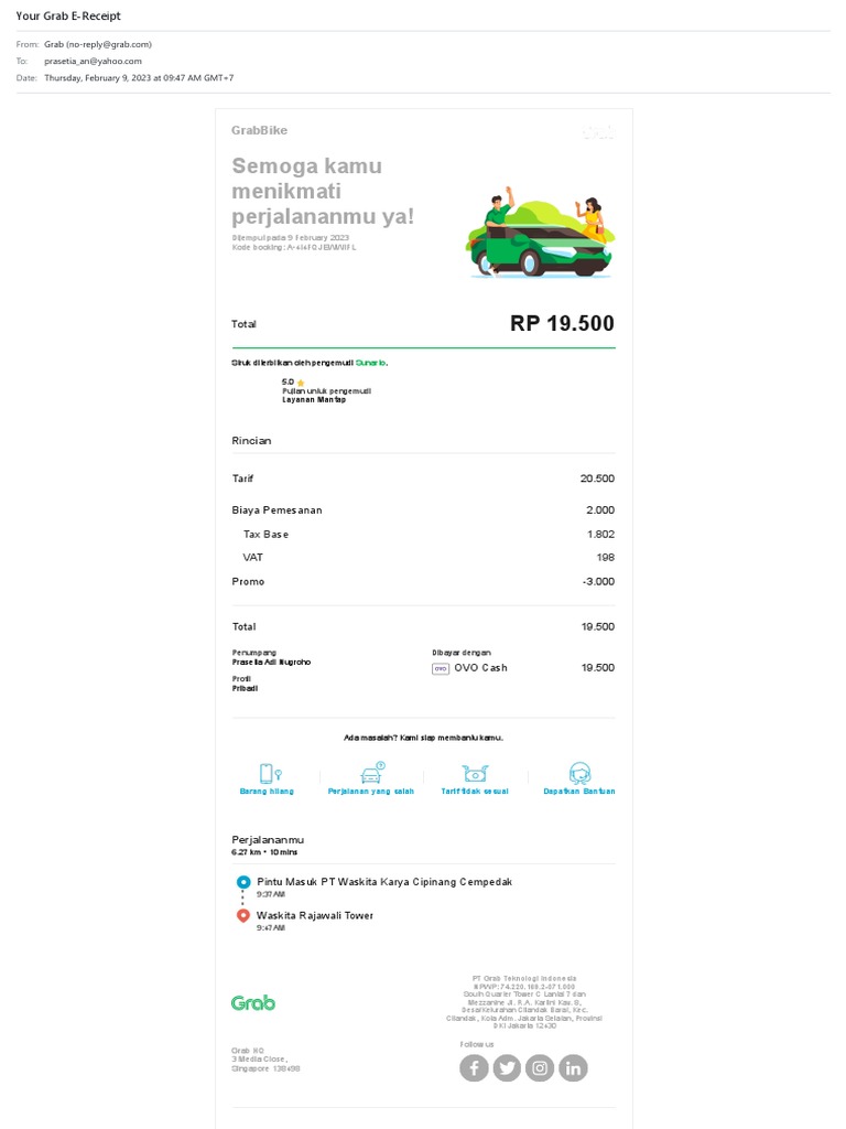 Yahoo Mail - Your Grab E-Receipt 7 | PDF