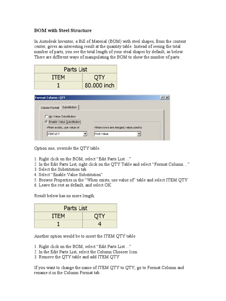 Optimizing BOM for Steel Structures in Inventor | PDF