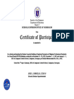 Sample Certificate of Participation