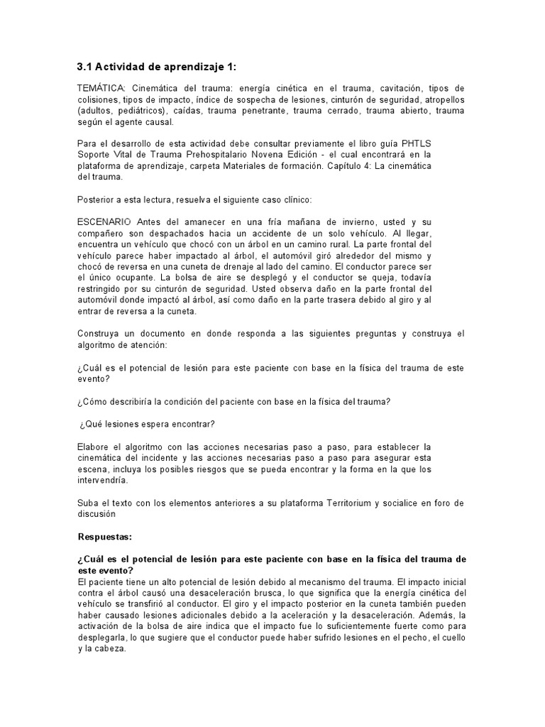 Cinemática del Trauma en Accidentes | PDF