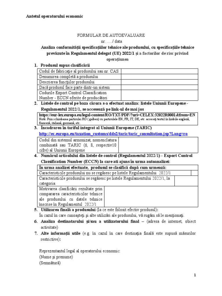 Formular Autoevaluare 1 2022 | PDF