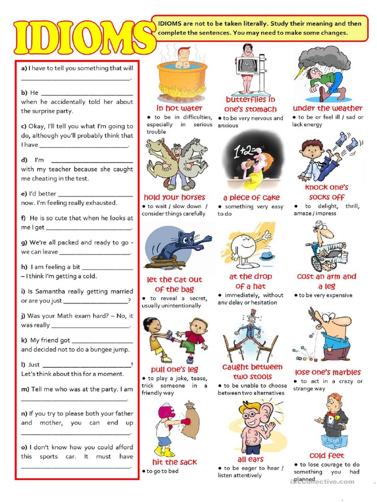 Idioms Exercise With Answers | PDF