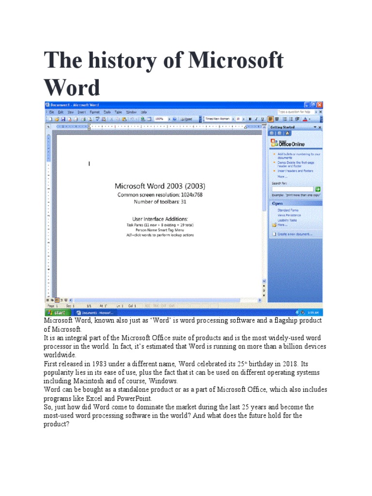 History of Microsoft Word's Development | PDF | Microsoft Word ...
