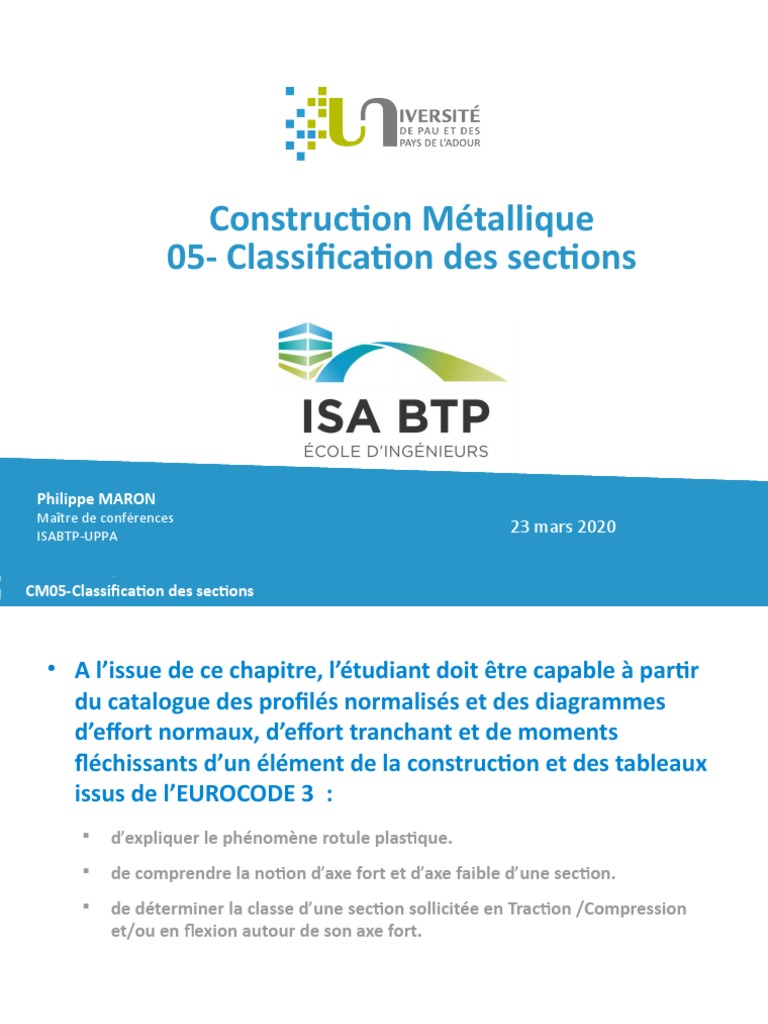 Classification des sections en construction métallique | PDF ...