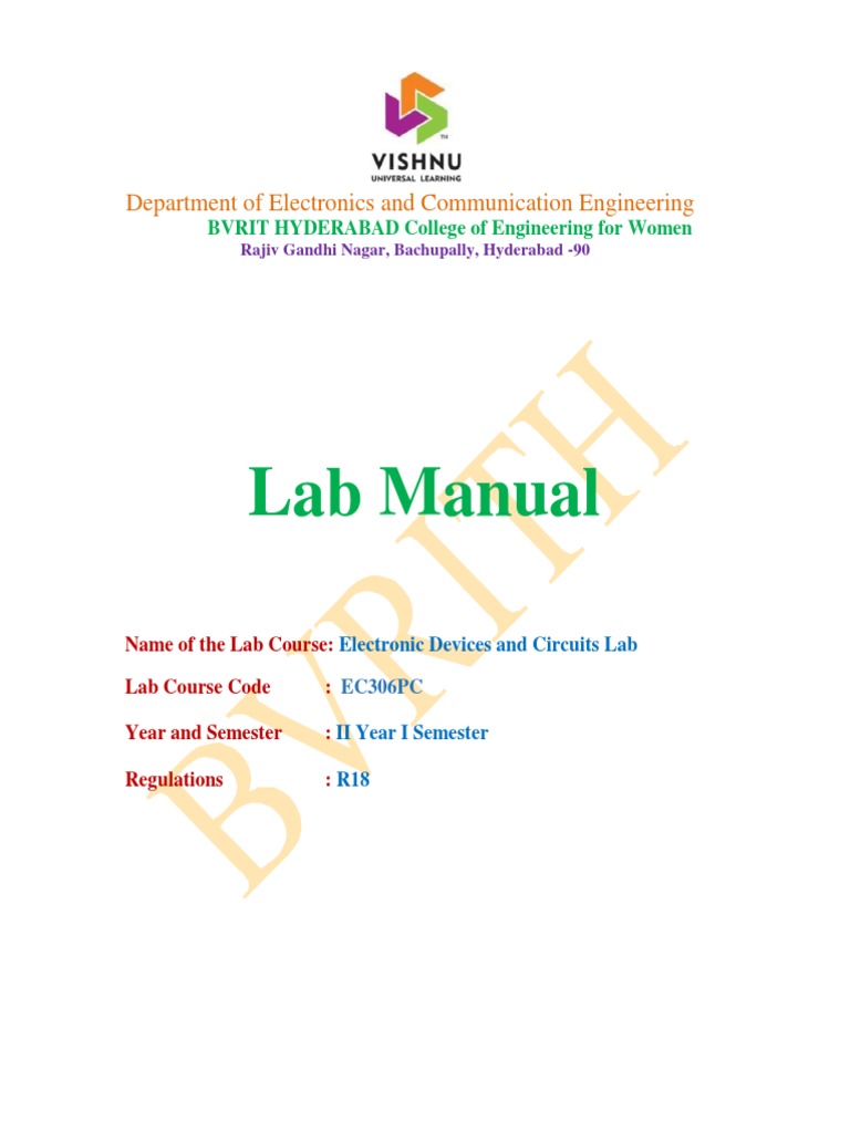 EDC Lab Manual for ECE II Year R18 | PDF | Field Effect Transistor ...