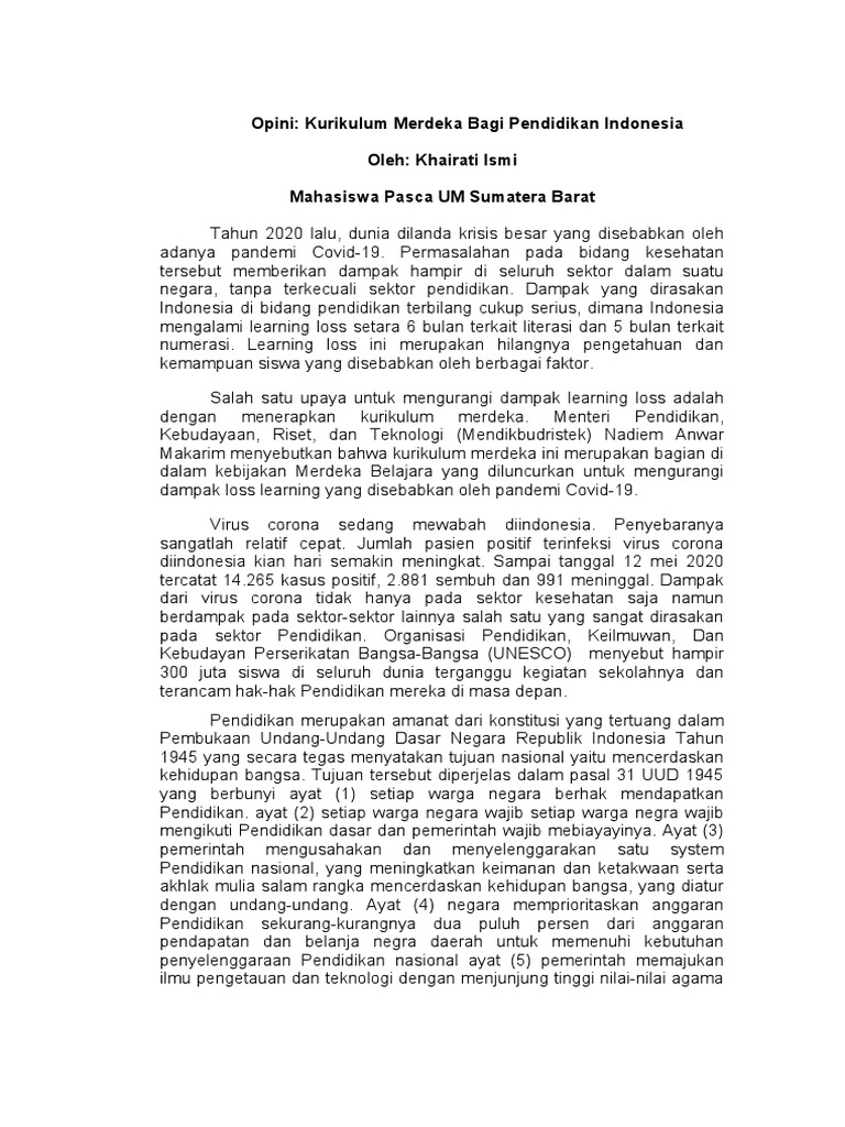 Opini: Kurikulum Cinta dari Rumah - Gema Gong Belajar dan Kelahiran Sekolah Kehidupan